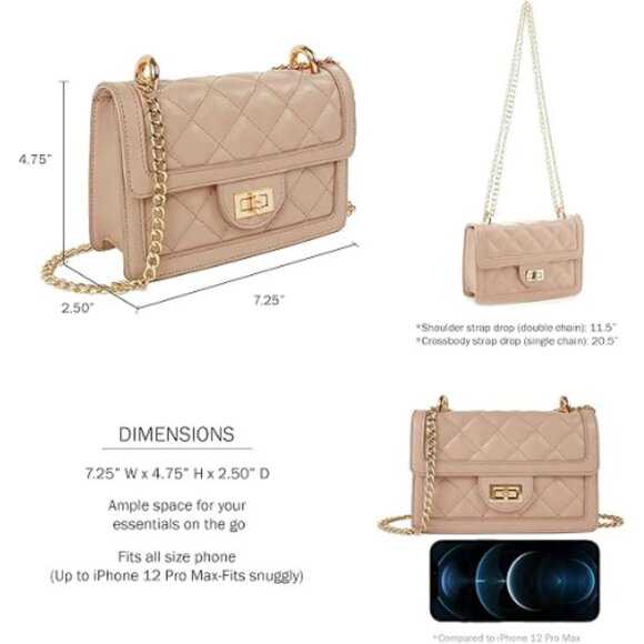 Small Quilted Crossbody Bag Phone Wallet Purse - Picture 2 of 5